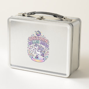Unicorn Roller Disco Graphic Design T-Shirt Design Metal Lunch Box
