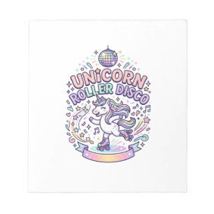 Unicorn Roller Disco Graphic Design T-Shirt Design Notepad