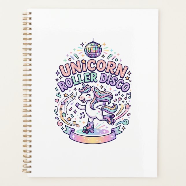 Unicorn Roller Disco Graphic Design T-Shirt Design Planner (Front)