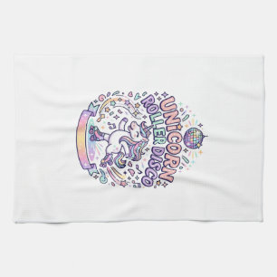 Unicorn Roller Disco Graphic Design T-Shirt Design Tea Towel