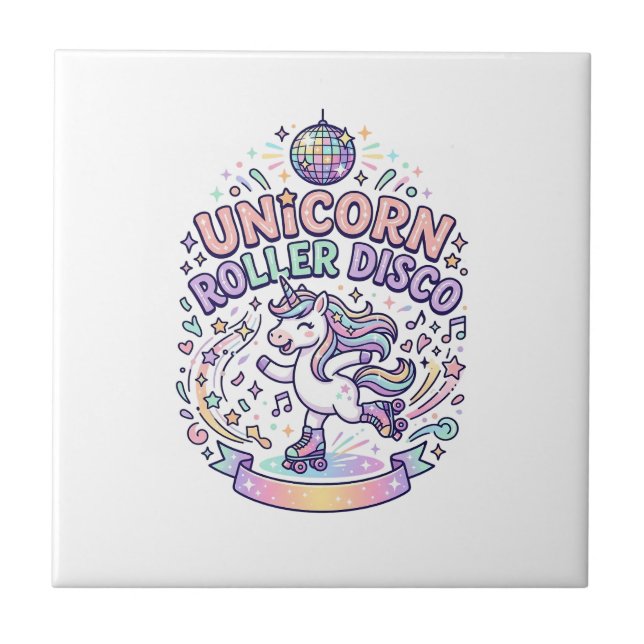 Unicorn Roller Disco Graphic Design T-Shirt Design Tile (Front)
