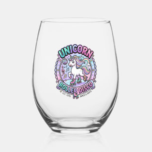 Unicorn Roller Disco POD Ready Marketplace Artwork Stemless Wine Glass