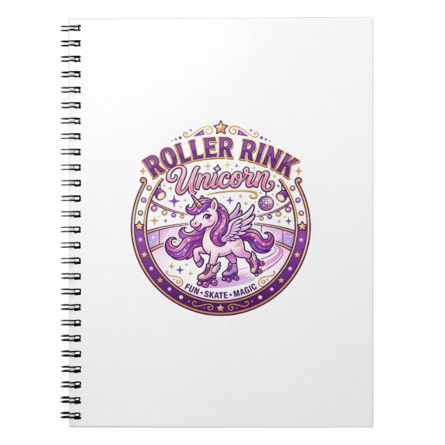 Unicorn Roller Rink Unicorn POD Ready Merch Design Notebook (Front)