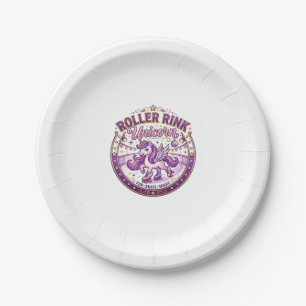 Unicorn Roller Rink Unicorn POD Ready Merch Design Paper Plate