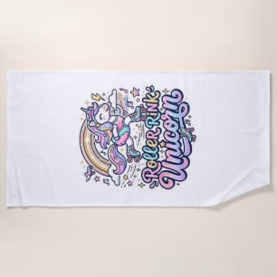 Unicorn Roller Rink Unicorn Premium Vector Sticker Beach Towel