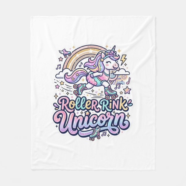 Unicorn Roller Rink Unicorn Premium Vector Sticker Fleece Blanket (Front)