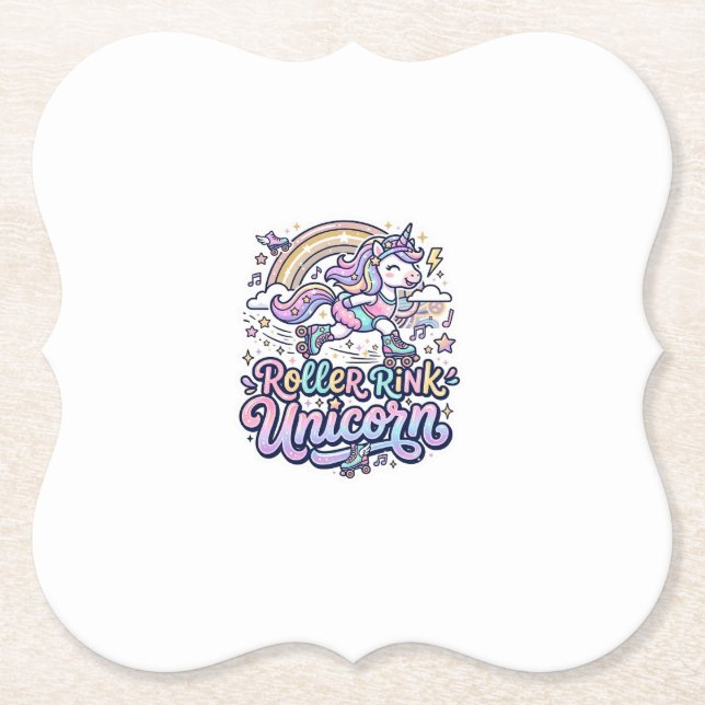 Unicorn Roller Rink Unicorn Premium Vector Sticker Paper Coaster (Front)