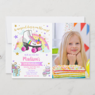Unicorn Roller Skate Birthday Invitation