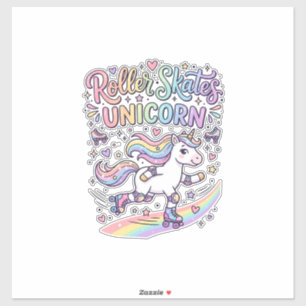 Unicorn Roller Skates Unicorn Playful Sticker and 