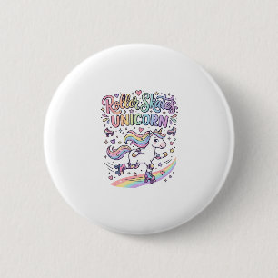 Unicorn Roller Skates Unicorn Playful Sticker and  6 Cm Round Badge