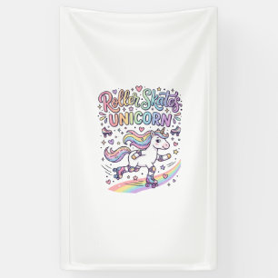 Unicorn Roller Skates Unicorn Playful Sticker and Banner