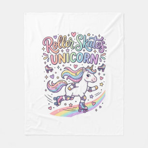 Unicorn Roller Skates Unicorn Playful Sticker and Fleece Blanket