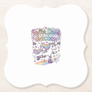 Unicorn Roller Skates Unicorn Playful Sticker and  Paper Coaster