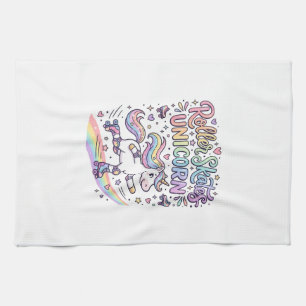 Unicorn Roller Skates Unicorn Playful Sticker and Tea Towel