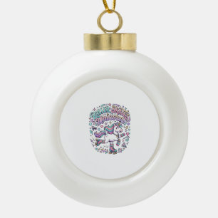 Unicorn Roller Skates Unicorn Retro Style Graphic Ceramic Ball Christmas Ornament