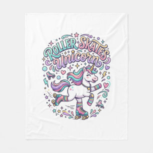 Unicorn Roller Skates Unicorn Retro Style Graphic Fleece Blanket