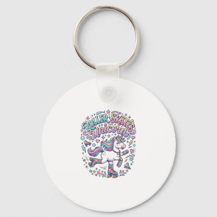 Unicorn Roller Skates Unicorn Retro Style Graphic Key Ring