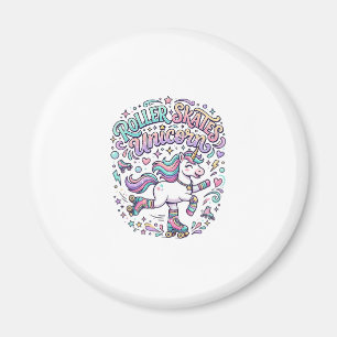 Unicorn Roller Skates Unicorn Retro Style Graphic Magnet