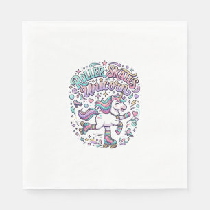 Unicorn Roller Skates Unicorn Retro Style Graphic Napkin