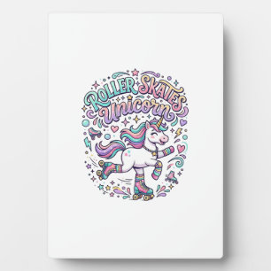 Unicorn Roller Skates Unicorn Retro Style Graphic  Plaque