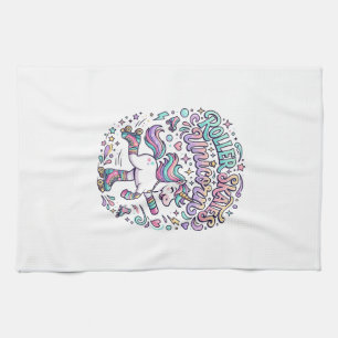 Unicorn Roller Skates Unicorn Retro Style Graphic Tea Towel