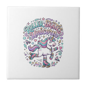Unicorn Roller Skates Unicorn Retro Style Graphic  Tile