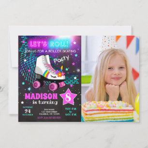 Unicorn Roller Skating Birthday Party Invitation