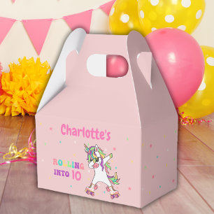 Unicorn Roller Skating Rolling into Birthday Favour Box
