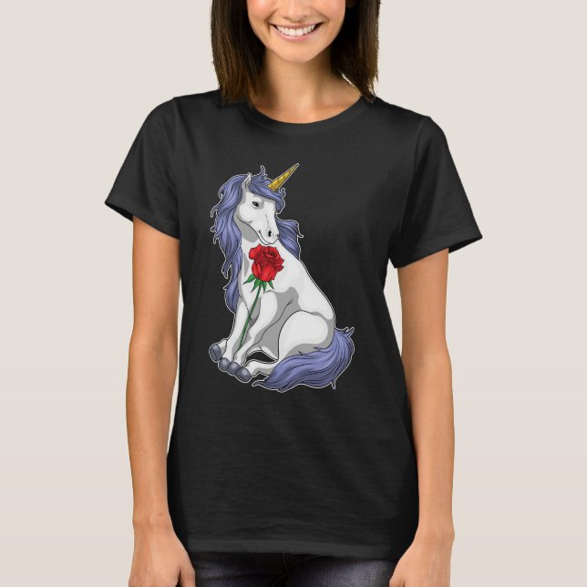 Unicorn Rose Flower T-Shirt (Front)