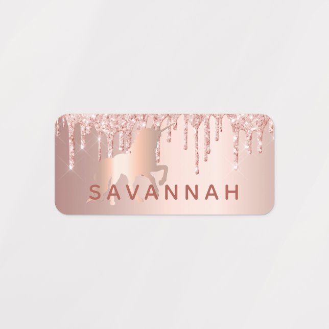 Unicorn rose gold blush glitter drips name (Design 1)