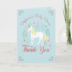 Unicorn Rose Gold Glitter Baby Shower Thank You
