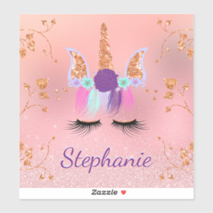 Unicorn Rose Gold Glitter Personalised Name