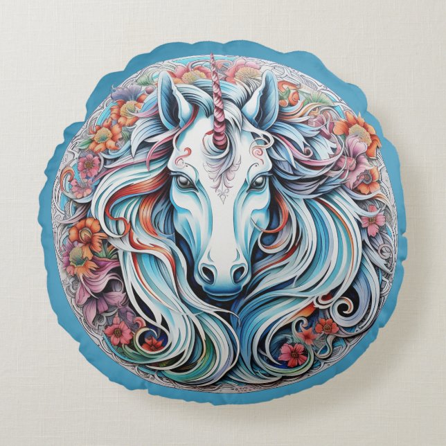 Unicorn Round Cushion (Front)