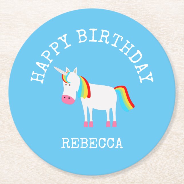 Unicorn Round Paper Coaster (Front)