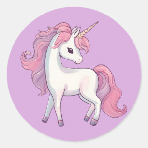 Unicorn Round Stickers - Lilac