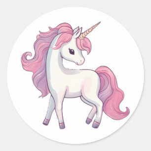 Unicorn Round Stickers - White