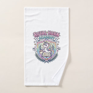 Unicorn Royal Horn Academy Bold Typography Print o Hand Towel