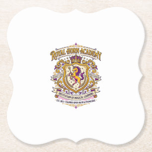 Unicorn Royal Horn Academy Stylish Zazzle Design_1 Paper Coaster