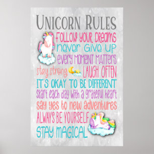 Unicorn Rules Motivational Quotes - 24x36 Poster