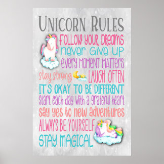 Unicorn Rules Motivational Quotes - 24x36 Poster