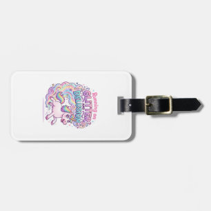 Unicorn Running on Glitter and Delusion Charming M Luggage Tag