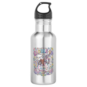 Unicorn Saddle Up Buttercup Colourful White Backgr 532 Ml Water Bottle