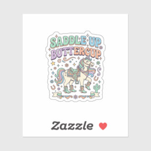Unicorn Saddle Up Buttercup Kawaii Typography Desi
