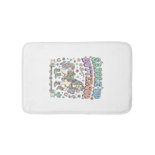 Unicorn Saddle Up Buttercup Kawaii Typography Desi Bath Mat