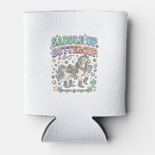 Unicorn Saddle Up Buttercup Kawaii Typography Desi Can Cooler