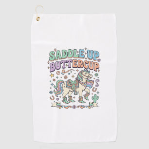 Unicorn Saddle Up Buttercup Kawaii Typography Desi Golf Towel