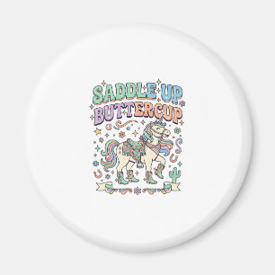 Unicorn Saddle Up Buttercup Kawaii Typography Desi Magnet