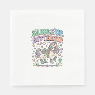 Unicorn Saddle Up Buttercup Kawaii Typography Desi Napkin