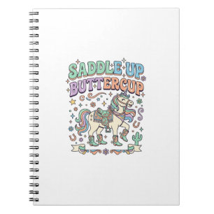 Unicorn Saddle Up Buttercup Kawaii Typography Desi Notebook