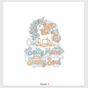 Unicorn Salty Mane Sunny Soul Playful Vector Desig